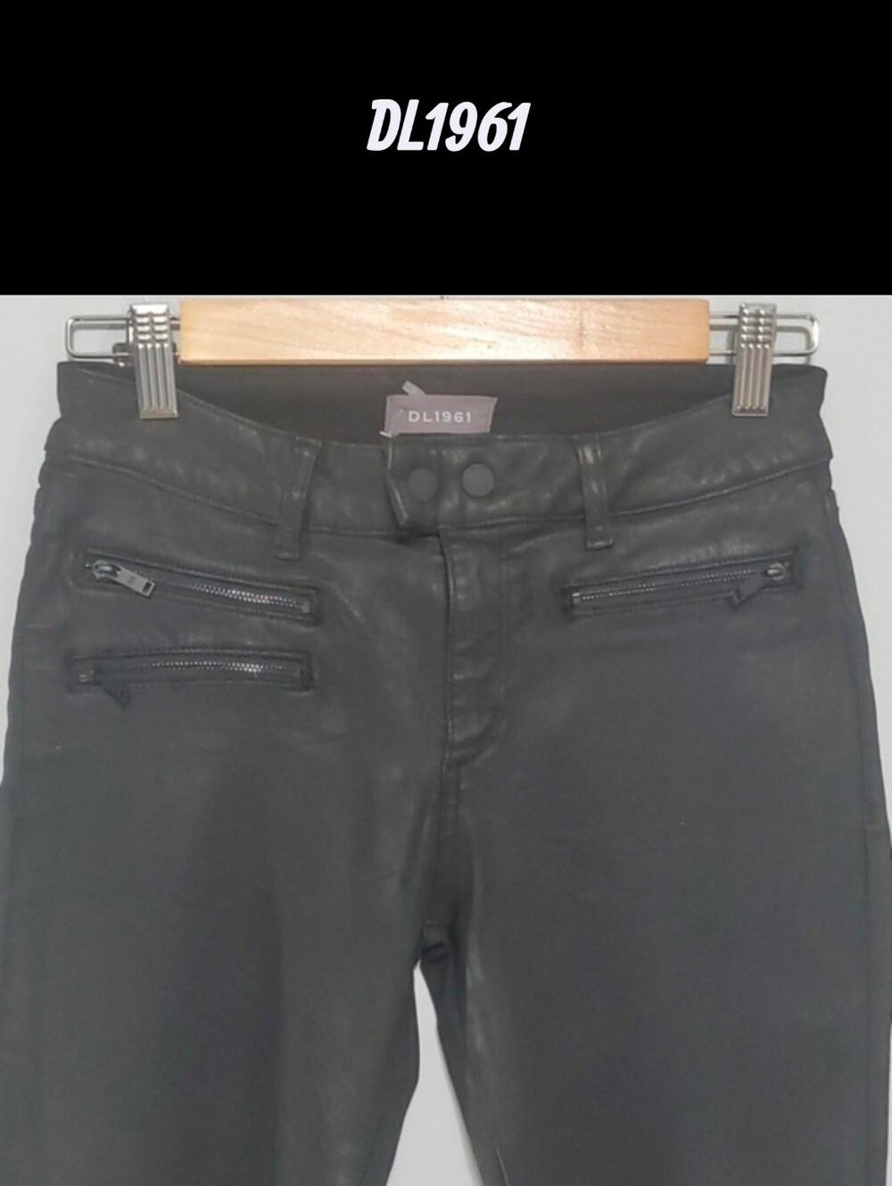 DL1961 pants womens size 27 4 black zipper accents double button cropped skinny